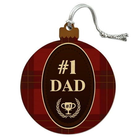 Dad Number One Best Father Plaid Wood Christmas Tree Holiday