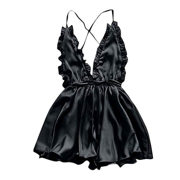 Gibobby Conjunto ropa interior mujer Body de Camisola Sexy con Cordones y Espalda Abierta con Panel de Malla para Mujer Lencería Sexy de San Valentín Body Encaje(Negro, XXG)