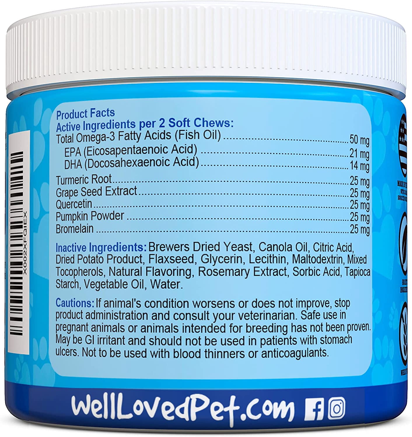 Well Loved Dog Allergy Chews, Itch Relief for Dogs, Hot Spot, 120 Chews