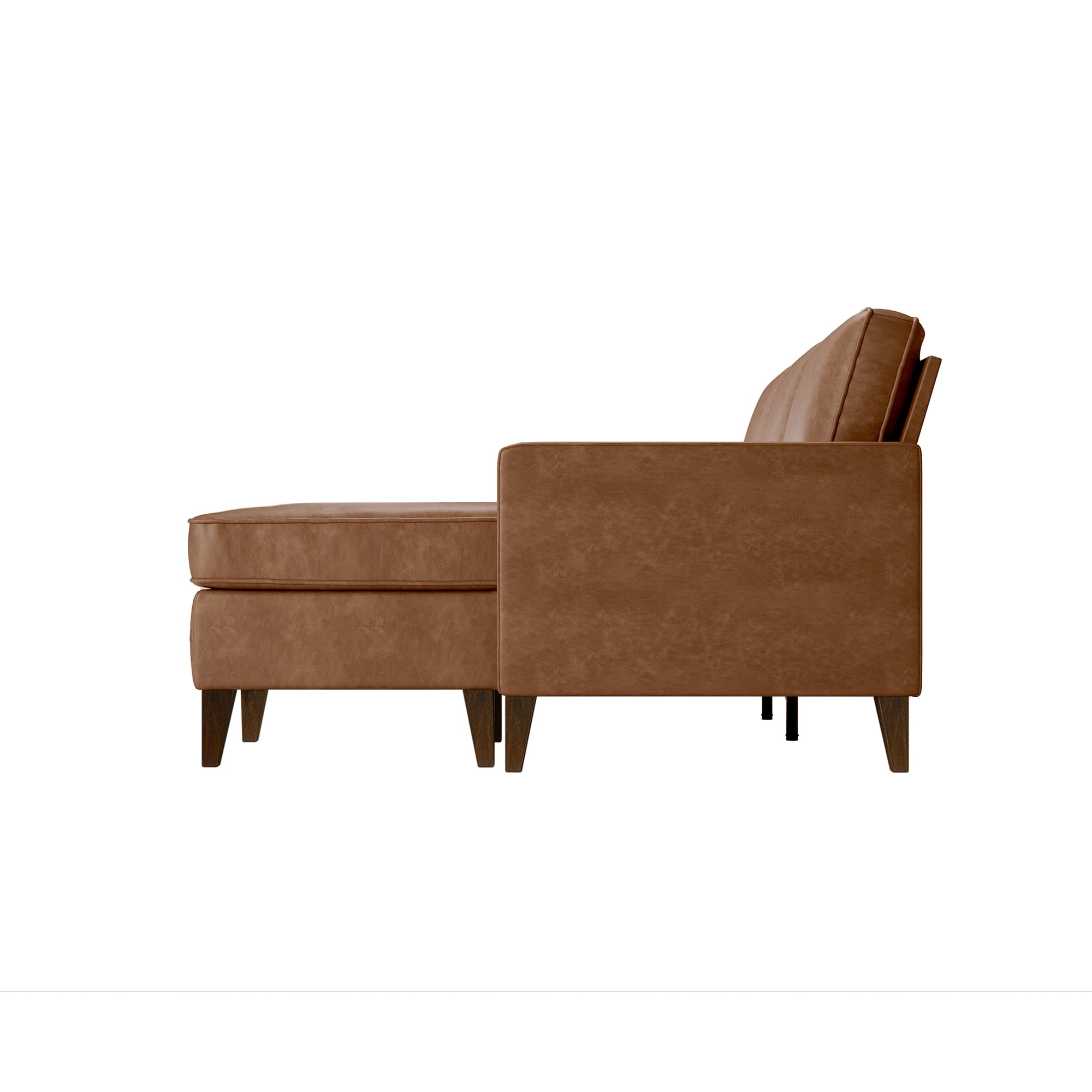 Jianna Faux Leather Reversible Sectional, Saddle Brown