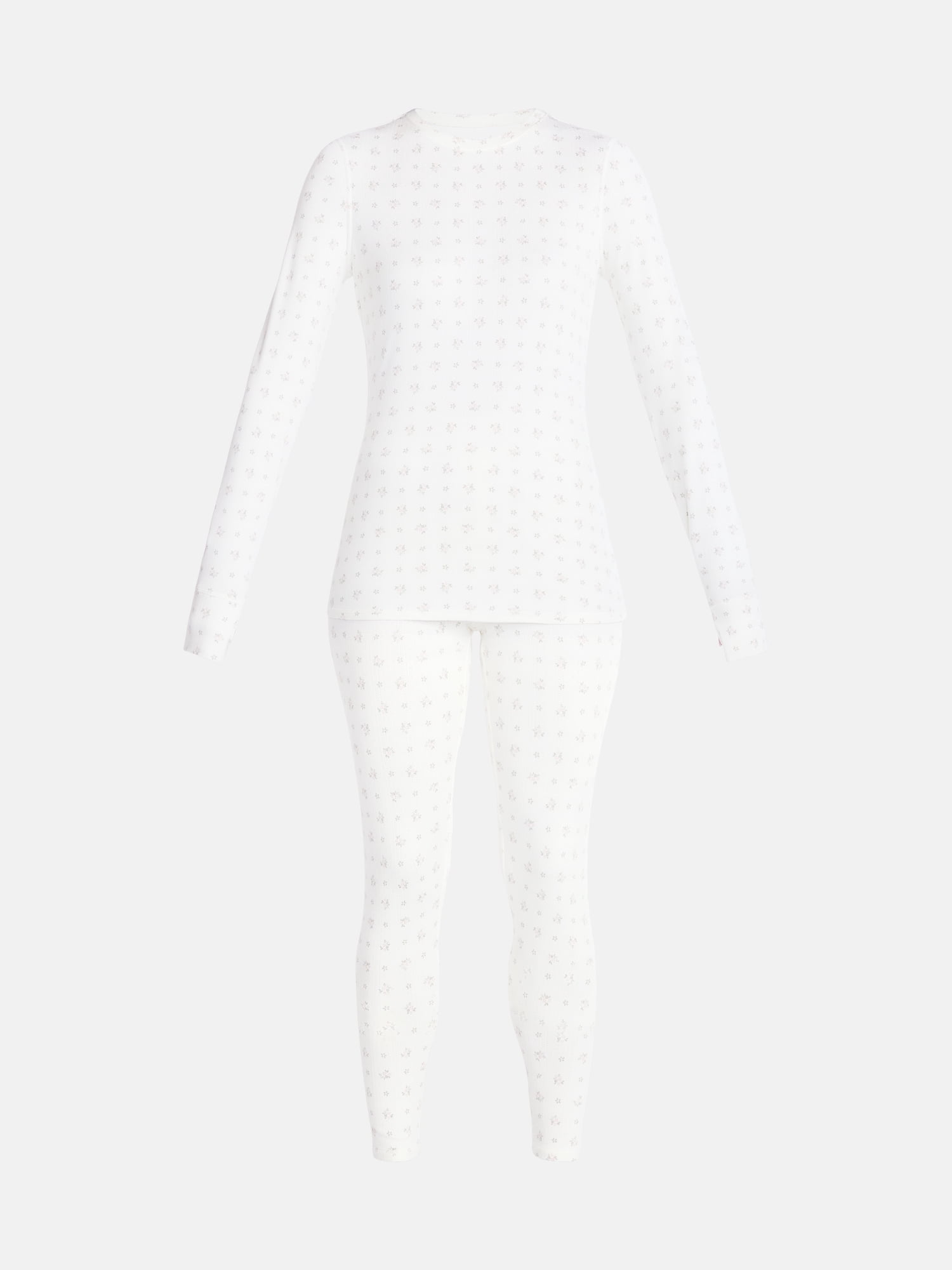ClimateRight by Cuddl Duds Women's Pointelle Knit 2PC Top and Legging Thermal Base Layer Set, Sizes XS to 4X