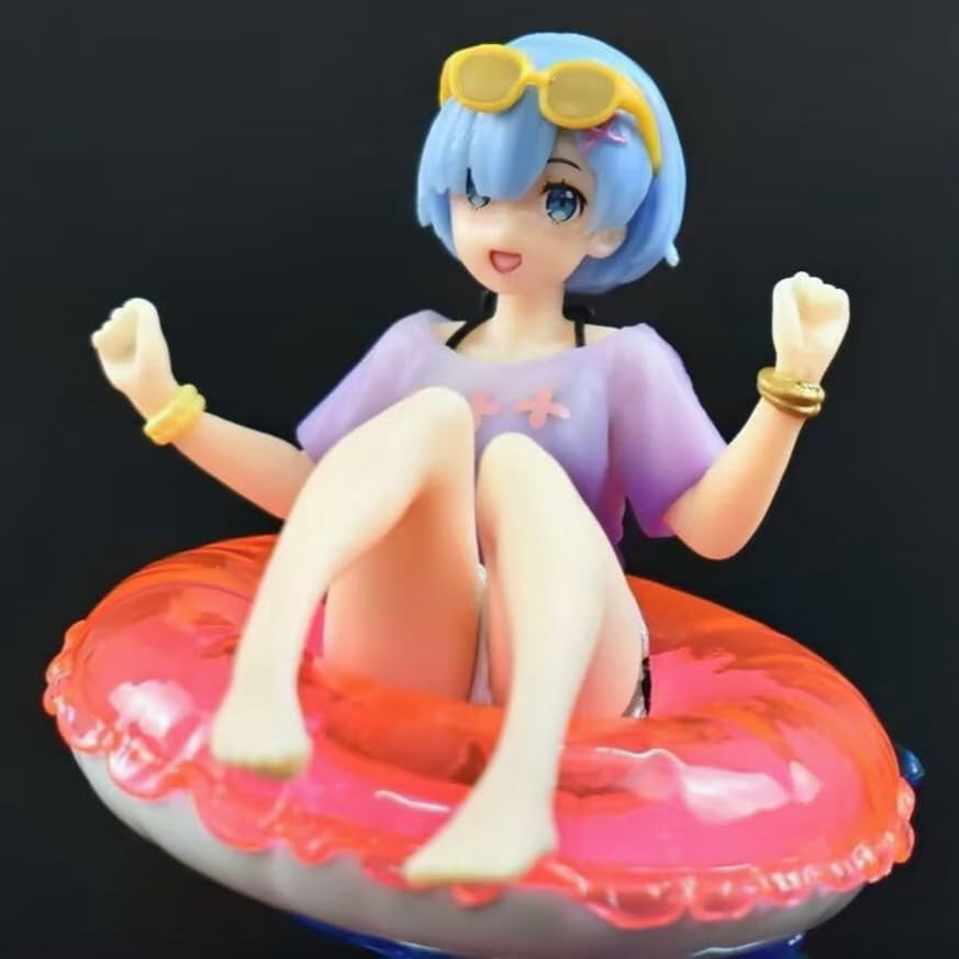 Newly Rem Figure Nakano Miku Figure Sitting Swimming Ring Action Figures 13cm/5.1inch PVC Characters Handicrafts Anime Gifts (Rem)