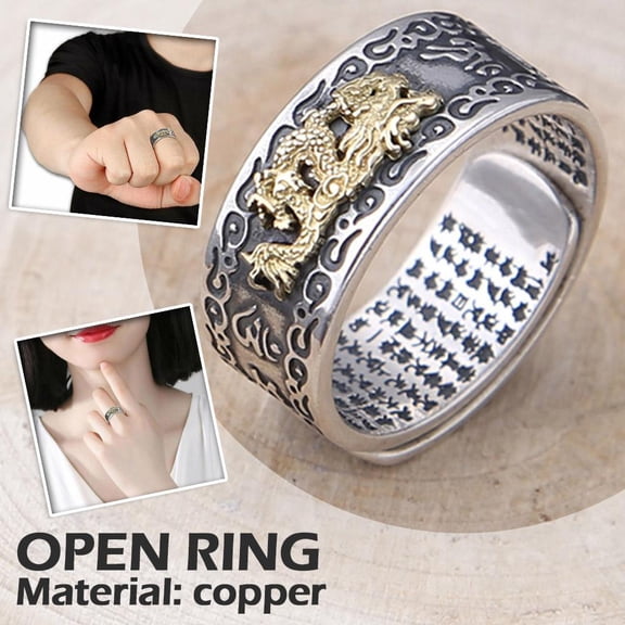 SSKFHGI Feng Shui Rings Adjustable Buddhist Mantra Attract Open Y5G5 Wealth Rings AU