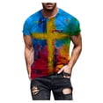 thumbnail image 2 of Womens Clothes Clearance 2025 Clearance! asdoklhq Mens Tops Clearance Under $5,Men's Street Casual Cross Print Round Neck Short Sleeve, 2 of 8