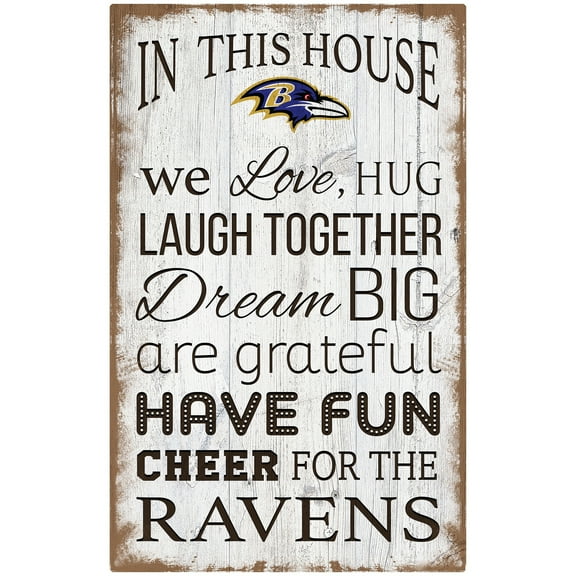 Baltimore Ravens 11'' x 19'' Team In This House Sign