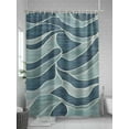 thumbnail image 5 of Blue Green Waves Shower Curtain, Abstract Stripes Waterproof Shower Curtain Set with 12 Hooks Lightweight Washable Fabric Shower Curtains for Bathroom 36x72 Inches, 5 of 6