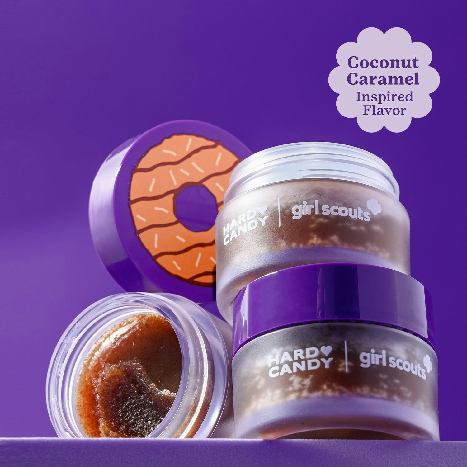 Hard Candy x Girl Scouts Hydrating Sugar Lip Scrub with Shea Butter & Real Sugar Crystals, Limited Edition Girl Scout Coconut Caramel Flavor, 0.53 fl oz