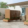 thumbnail image 3 of MAYEERTY 47*16*71"Outdoor Brown Metal Planter with Rect Louvered Climbing Trellis, Drainage hole & Wheels, 3 of 9