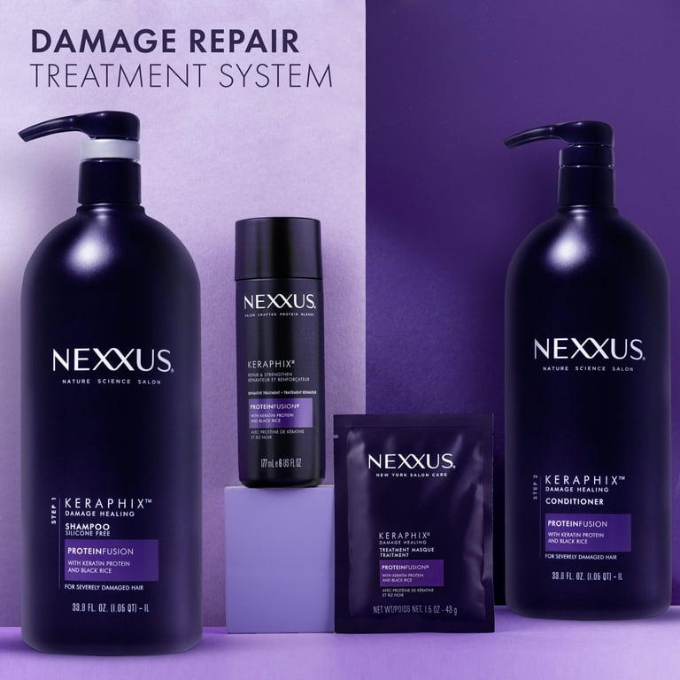 Nexxus Keraphix Shampoo With ProteinFusion for Damaged Hair Keratin  Protein, Black Rice, Silicone-Free 33.8 oz