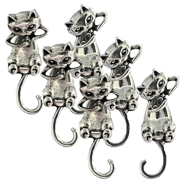 Aretes de Tapon VentDepot EarringCat03 3Pzas Gato Tuerca Plata Metal