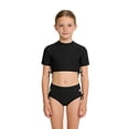 thumbnail image 4 of WOYY Girls Swimsuit Side-Tie Short Sleeve Cropped Rashguard Bathing Suit, Sizes 5-14, 4 of 6