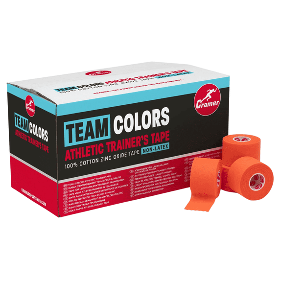 Cramer Team Color Athletic Tape, Orange, Latex-Free, 1.5" x 10yds, 32 Roll Bulk Case, Tearable Sports Tape for Wrists, Ankles, Baseball, Training, Strong Athletic Wrap for Athletes & Trainers