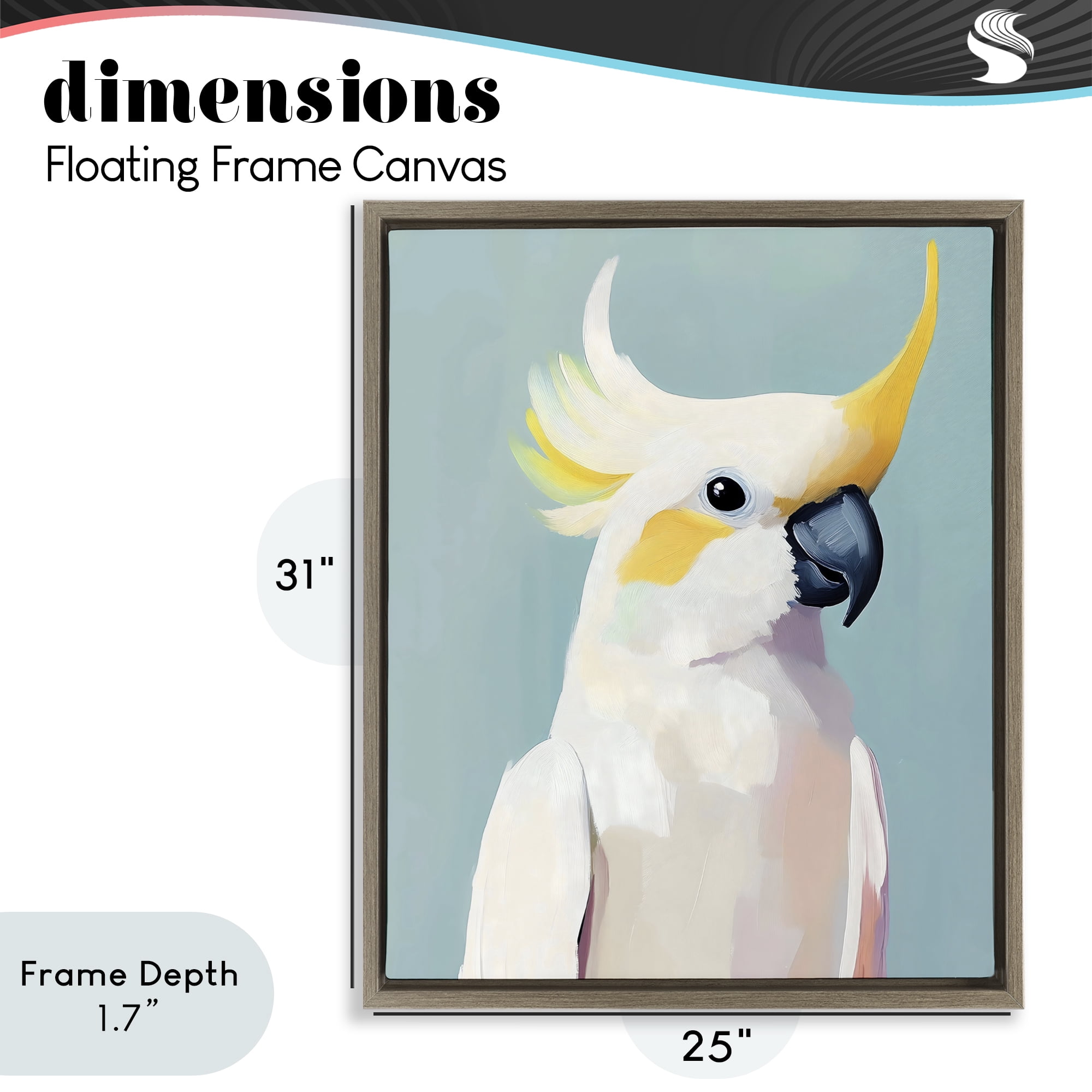 Stupell Industries Yellow Crested Cockatoo Brown Framed Floater Canvas Wall Art, design by The Prints Vibe