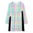 thumbnail image 3 of Spring Plaid - Pastel Easter Check Long Sleeved Dress luxury evening dress woman for wedding sensual sexy dress for women, 3 of 4