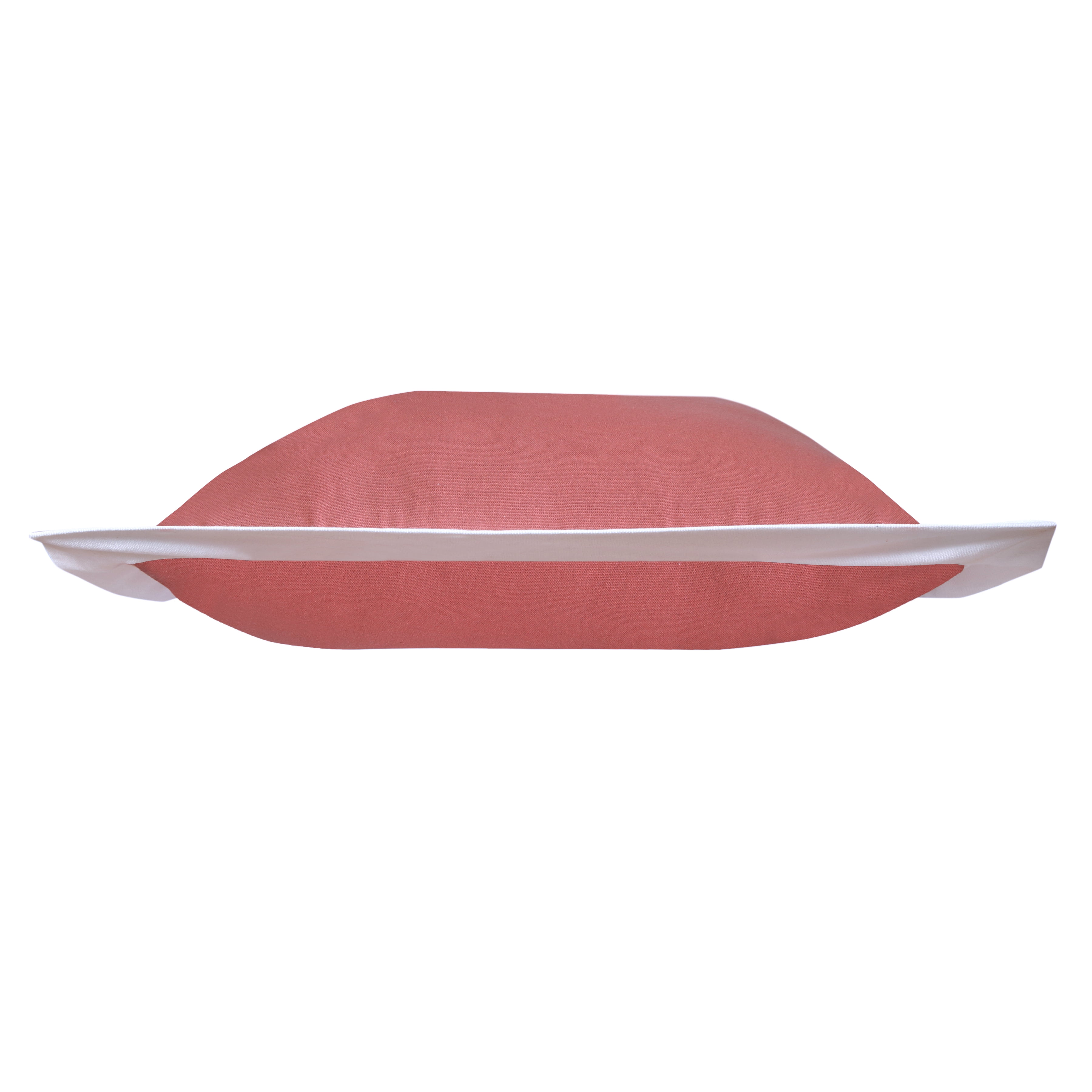 Harlow Hill Finn 20" x 20" Bordered Cotton Adult Decorative Feather Filled Pillow, Deep Coral/White
