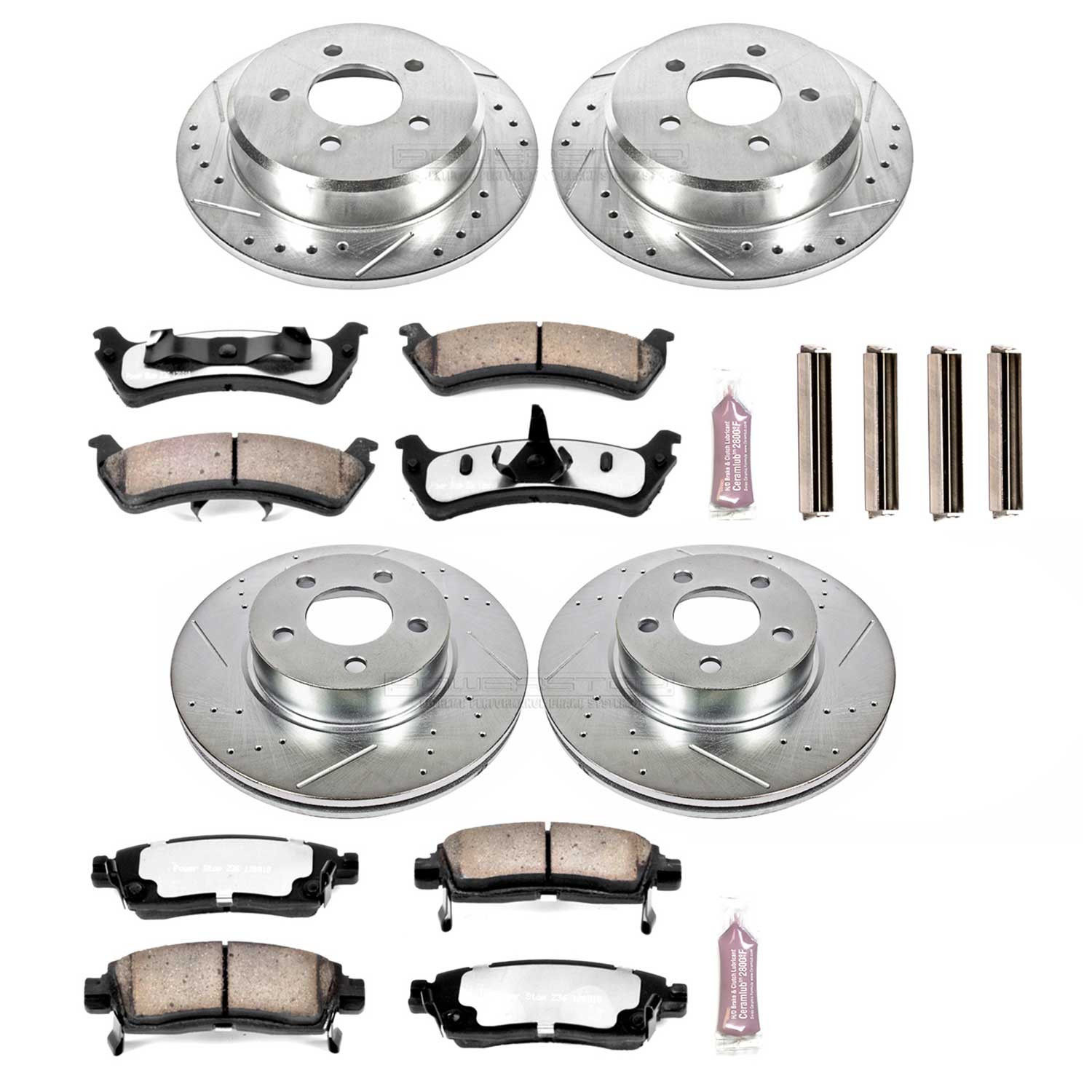 PowerStop Front and Rear Z36 Truck & Tow Carbon-Fiber Ceramic Brake Pad and Drilled and Slotted Rotor Kit Fits: FORD Select Models K4357-36