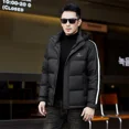 thumbnail image 2 of Chaqueta de plumón de invierno para hombre 2024, abrigo corto de rayas gruesas con sombrero desmontable, ropa de negocios informal, cálida, nueva chaqueta superior, 2 of 4