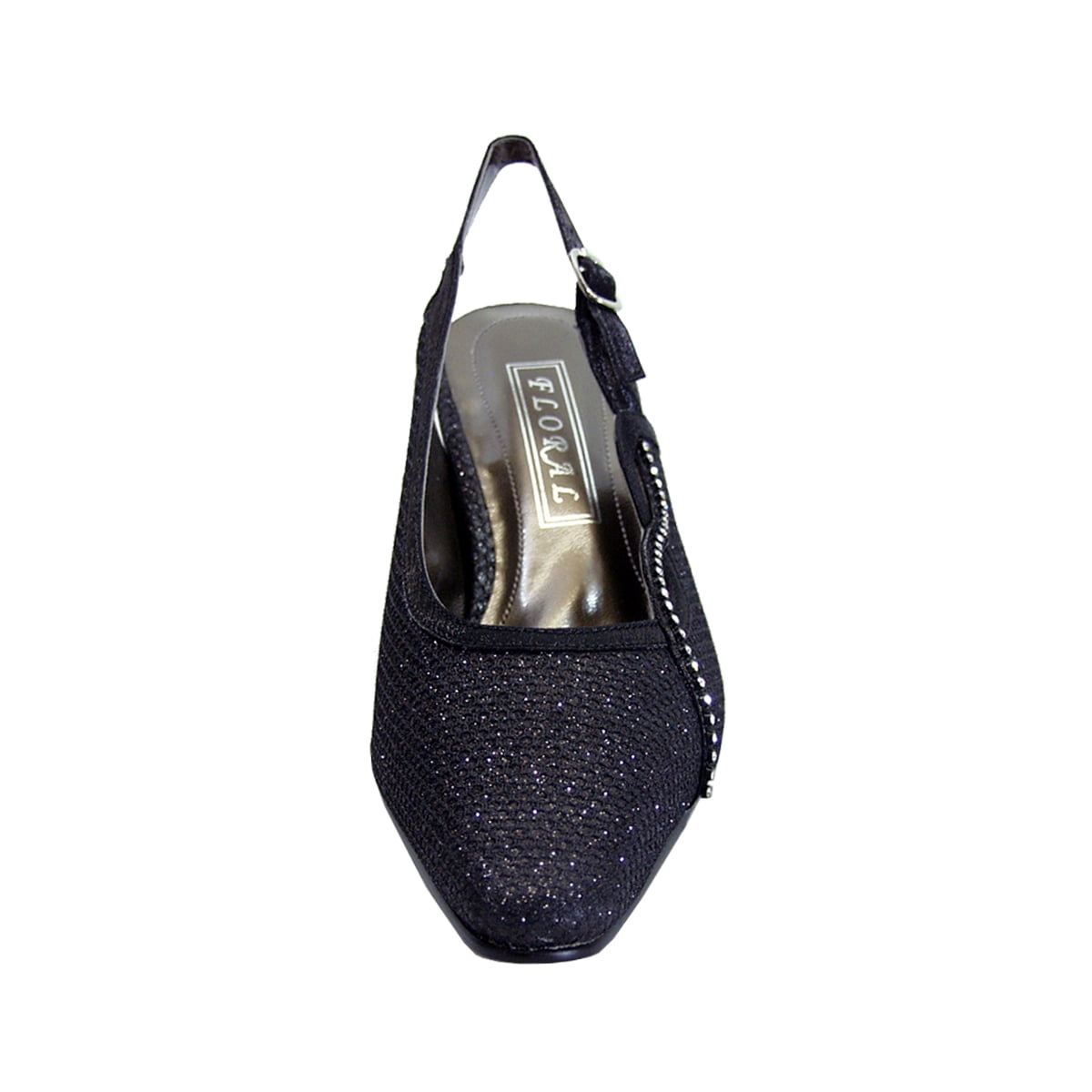 FLORAL Ximena Women's Wide Width Slingback Dress Pumps BLACK 9.5
