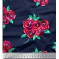 thumbnail image 1 of Soimoi Blue Cotton Voile Fabric Leaves & Rose Floral Print Sewing Fabric Yard 56 Inch Wide, 1 of 1