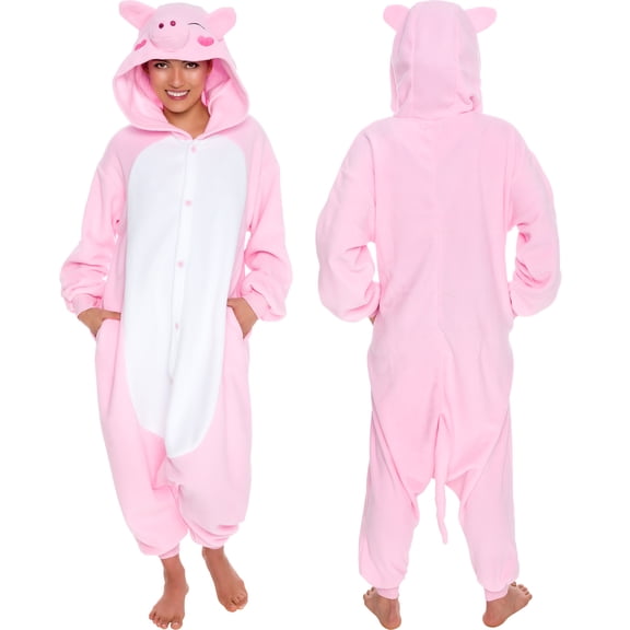 Silver Lilly Pig Costume - Plush One Piece Farm Animal Costume Cosplay (Pink, X-Large)