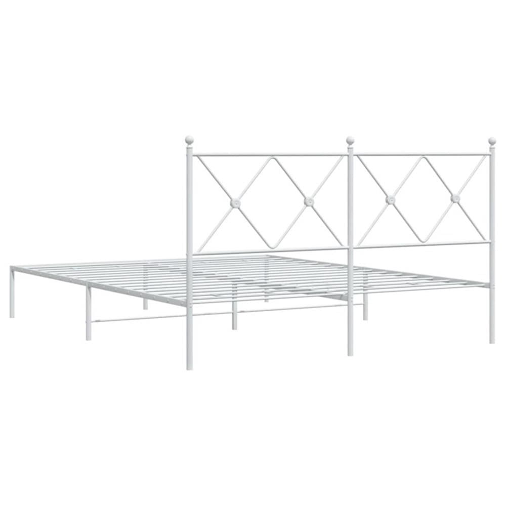 Bowery Hill Powder-Coated Steel King Size Bed Frame in White