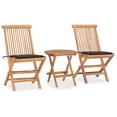 thumbnail image 1 of Juego de comedor para jardín VidaXL, plegable, 3 piezas, madera de teca con cojines, 1 of 9