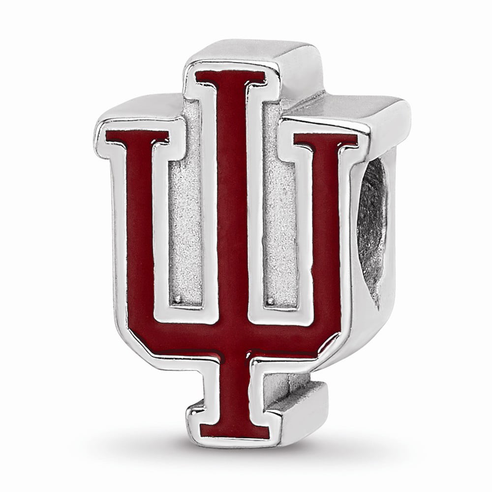 White Sterling Silver Beads Indiana NCAA University 14.7 mm 10.7