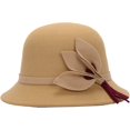 thumbnail image 6 of CoCopeaunts Women Bucket Hat Autumn Winter Warm Basin Hat Flower Wide Brim Wool Felt Caps Solid Color Ladies Grace Bucket Cap, 6 of 8