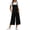 Black women's high waisted capri pants a1, variant on Cagogo Women's High Waisted Wide Leg Capri Pants with Pockets Solid Casual Loose Cropped Palazzo Trousers Summer Beach Walk Lounge Party, Light Blue S