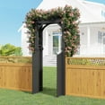 thumbnail image 5 of Wood Garden Arch Arbor with Gate & Trellis,Outdoor Arch Trellis for Climbing Plants, Suitable for Wedding Backdrop, Yard Entryway, Garden Decor, Charcoal, 5 of 8