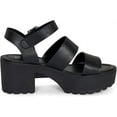 thumbnail image 3 of Credit- Women's Open Toe Double Band Ankle Buckle Block Heel Platform Lug Sole Sandal (Black PU, 5.5), 3 of 5