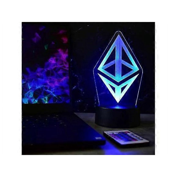 Ethereum Eth Glowing Led Art Night Desk Lamp Crypto Bitcoin Dogecoin Investing Investor Trading Cardano Meme Solana Ethereum Eth