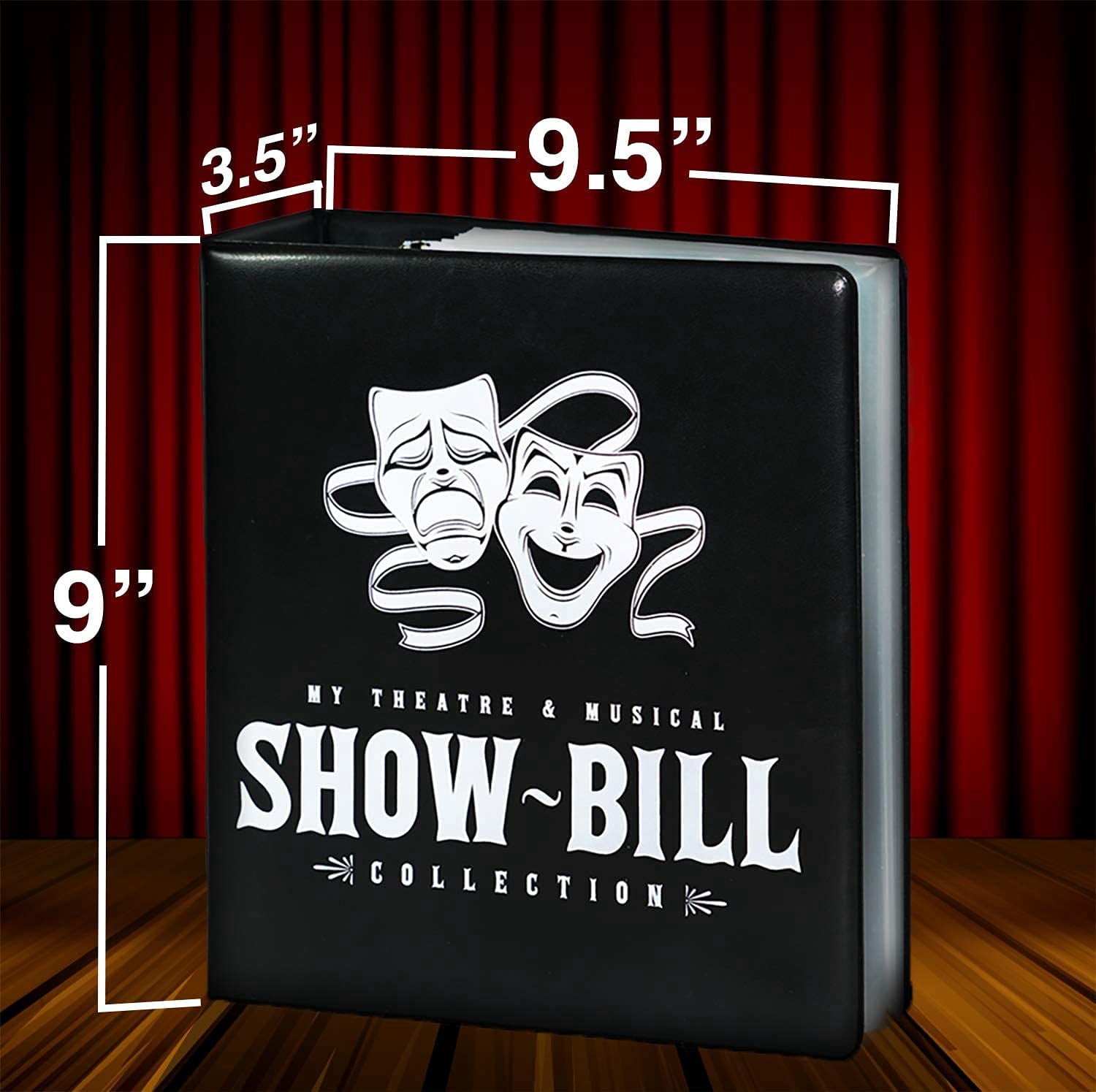 Show-Bill/Playbill Binder for Broadway and Theatre Show-Bills, Comes with 20 Sheet Protectors to Hold and Organize All Your Playbills, D-Ring, Black, by