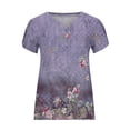 thumbnail image 3 of Babysbule Womens Summer Tunics Tops Short Sleeve Casual Floral Print T-Shirts V Neck Loose Comfy Tee Fashion Cute Blouse, 3 of 4