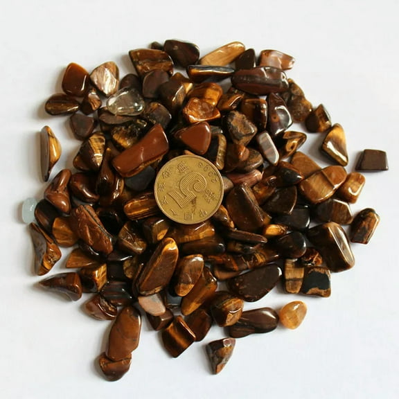 K-KED 100g/Lot Natural Tiger's Eye Quartz Gravel Crystal Healing Specimens Stone Reiki-default