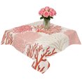 thumbnail image 2 of Red Coastal Table Cloth Waterproof Tablecloths, Vintage Coral Ocean Modern Sea Abstract Tablecloth Dining Table Cover for Kitchen Party Tabletop Outdoor, Square Tablecloth 60x60 Inch, 2 of 9