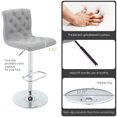 thumbnail image 5 of Modern Upholstered Bar Stool with Back Set of 2, Armless 360° Swivel Adjustable Height Linen Padded Bar Chair for Kitchen Island, Dining Room, or Café (Light Gray), 5 of 9