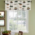 thumbnail image 4 of Navy Bohemian Valances for Windows, Decorative Rod Pocket Window Valance Curtains, Geometric Abstract Stripes Vintage Beige Short Curtain Drapes for Kitchen/Living Room, 2 Panels, 54" W x 18" L, 4 of 8