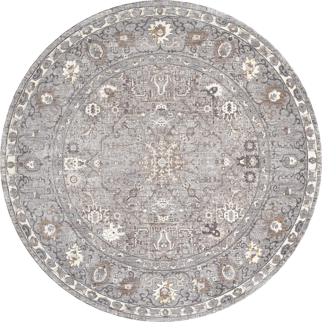United Weavers Utopia Roseau Contemporary Abstract Round Rug, Grey, 7'11" x 7'11"