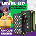 thumbnail image 3 of Estuche para lápices con relleno de Minecraft y papelería para niños, color negro, 3 of 6