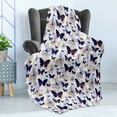 thumbnail image 4 of Butterfly Soft Flannel Fleece Throw Blanket, Silhouettes and with Swirled Curly Wings on Pastel Color Blots, Cozy Plush for Indoor and Outdoor Use, 70" x 90", Multicolor, by Ambesonne, 4 of 5