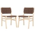 thumbnail image 3 of SAFAVIEH Taika Contemporary Leather Solid Dining Side Chair, Cognac/Light Natural (Set of 2), 3 of 13