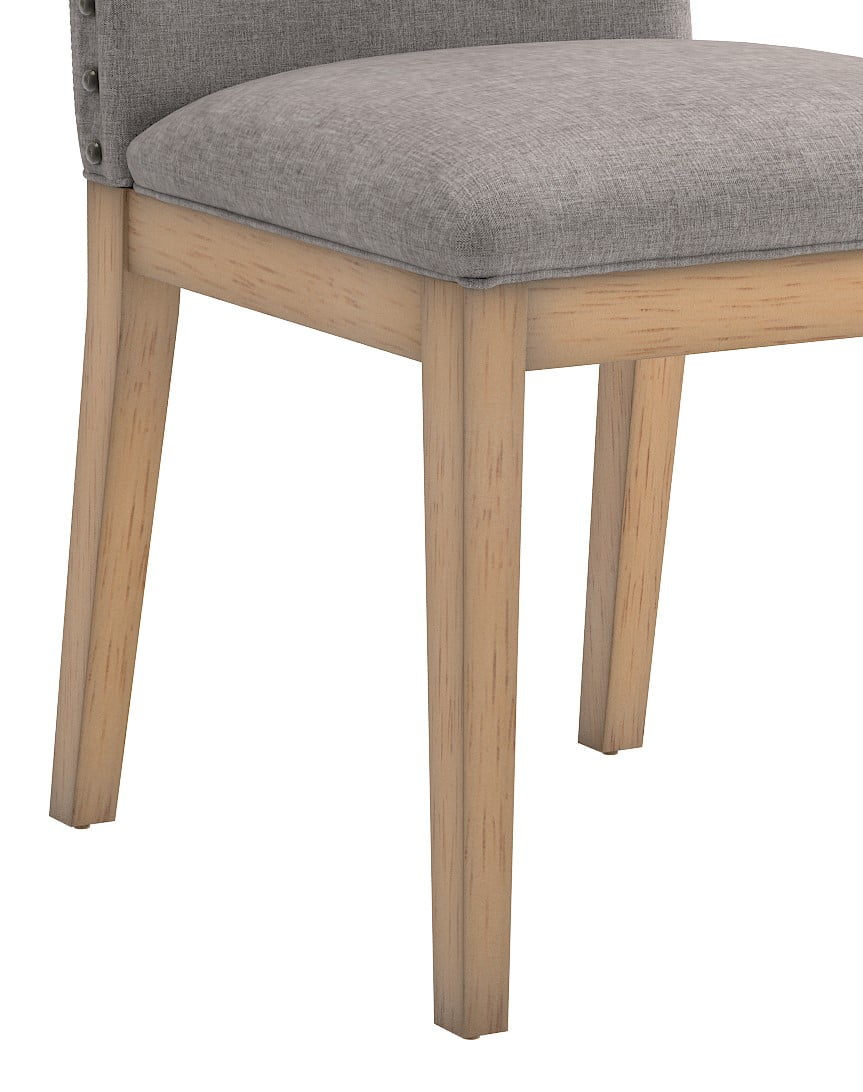 Weston Home Kirk Nailhead Accent Parson Linen Dining Chair, Set of 2, Grey