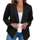 thumbnail image 3 of Traje de mujer chaqueta de manga larga suave de color puro negro para mujer chaqueta frontal abierta sin botones para el trabajo ANGGREK Otros, 3 of 8
