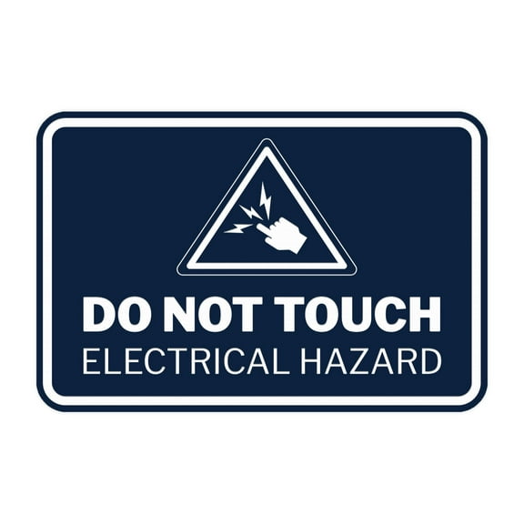 Signs ByLITA Classic Framed Do Not Touch Electrical Hazard Durable ABS Plastic Laser Engraved Easy Installation Sign (Navy Blue / White) - Large