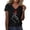 Black, variant on Women’s Finger Heart Print V-Neck T-Shirt, Casual Short Sleeve Tee, Soft Polyester Everyday Top For Spring Summer Fall White XL