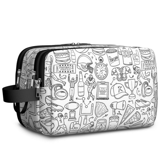 Toiletries Bag,Football Icons Pattern Mens Womens Toiletry Bag Bathroom Bag,Waterproof Toiletry Travel Bag Dopp Kit Shaving Bag 11x6.3x5.1 Inch