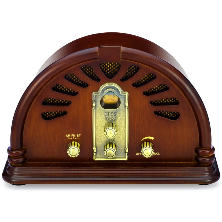 ClearClick Classic Vintage Retro Style AM/FM Radio with Bluetooth & Aux-in  - Handmade Wooden Exterior