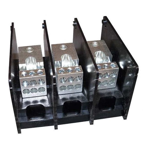Power Distribution Block, Open, 3 Pole, 175 A Copper, 1,000 V AC/DC, Screw