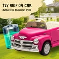 thumbnail image 4 of Track Seven 12V Kids Ride on Car, Licensed Chevrolet 3100 Pickup Electric Car with Remote Control, LED Lights, Bluetooth, Power Indicator, Storage, Kids Ride on Truck Toy for Boys Girls Age 3+, Pink, 4 of 7